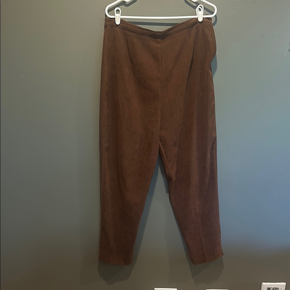 Vintage First Option Brown Faux Suede Pants - size 16